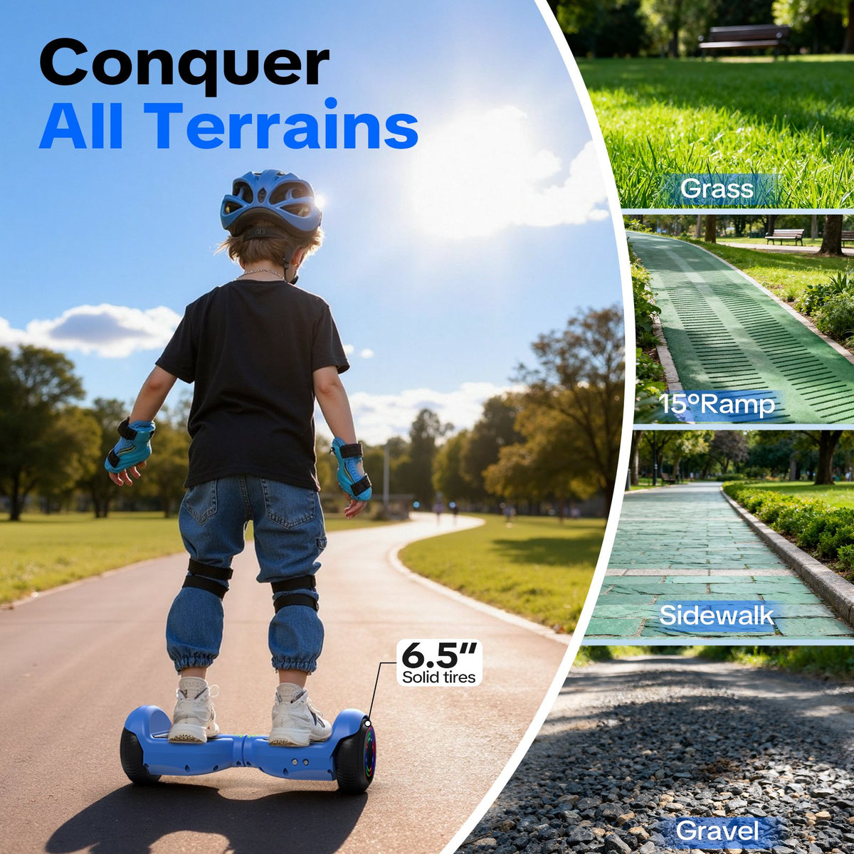 Tcdjtc Hoverboard with Bluetooth and Led Lights, Balance Board for Kids, Kids Outdoor Toys with 9 Mph Max Speed, All Terrain Hoverboard with UL 2272 Safety Standard