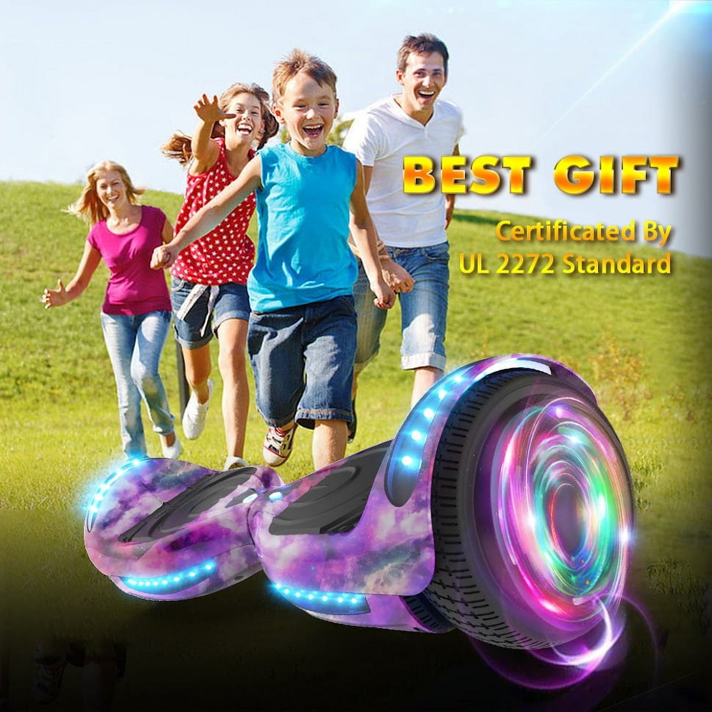 Hoverstar Flash Wheel Hover board 6.5 In. Bluetooth Speaker with LED Light Self Balancing Wheel Electric Scooter , Galaxy