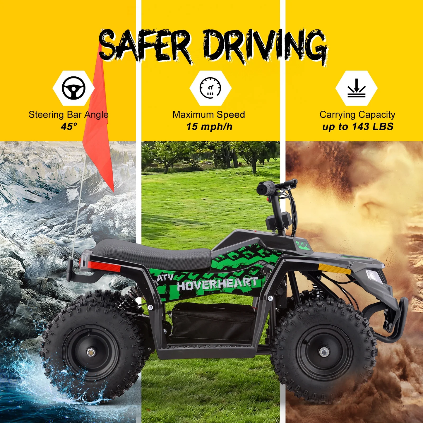 QEASET Electric ATV, 36V Kids Dirt Quad Bike with 500W Powerful Motor for Boys Girls Off-road and Race