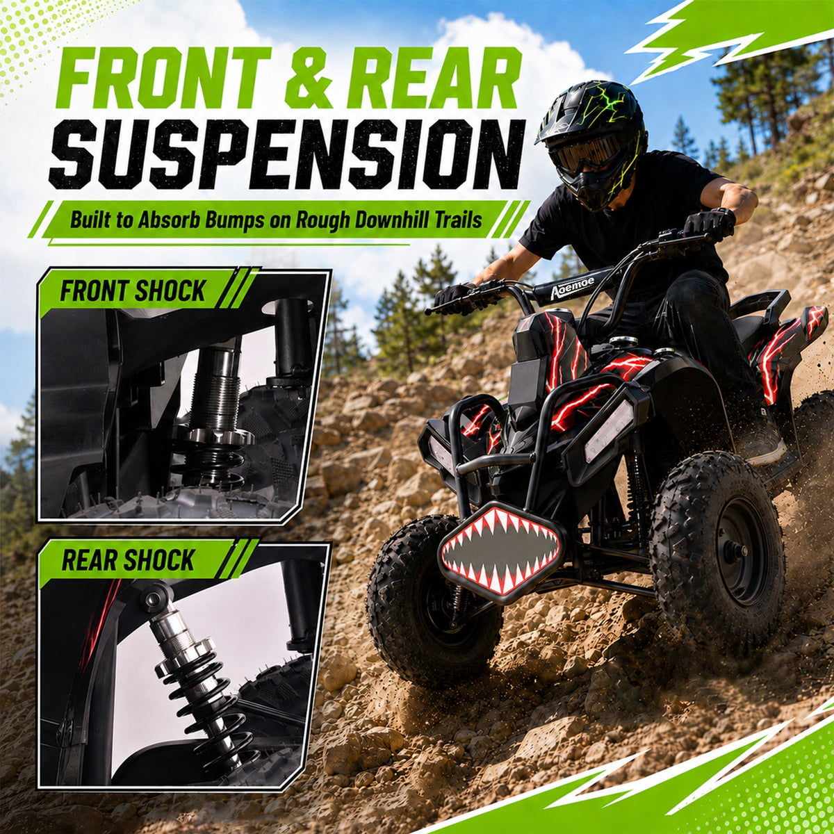 40cc Teen Gas ATV, Gas Powered 4 Wheeler for Teens 13+, 4-Stroke Beginner ATV, Up to 15 MPH, Adjustable Speed, Safety Switches, Front & Rear Brakes - Red