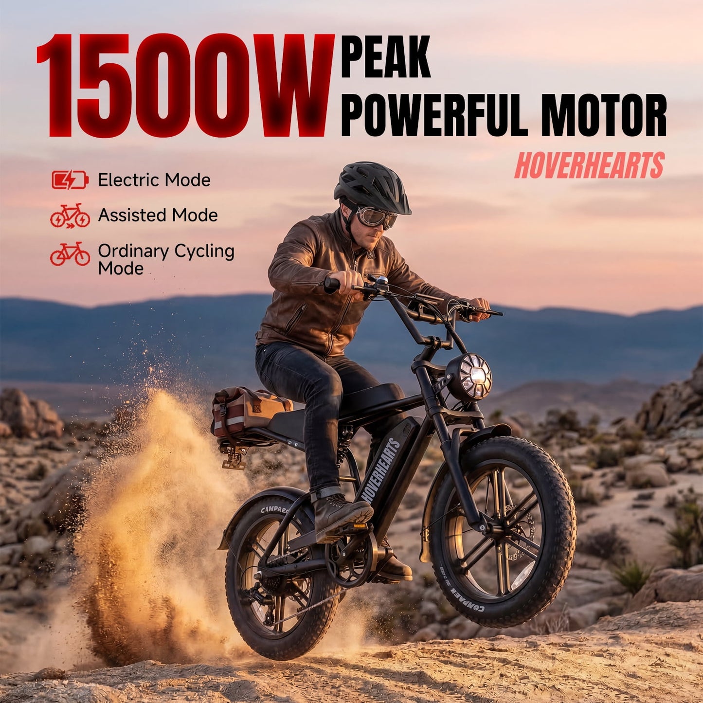 HOVER HEART 20" Fat Tire E-Bike 500W Electric Bicycle for Adults 48V 15Ah 28mph 7 Speed Hydraulic Brakes Retro Style Electric Bike with LCD Display