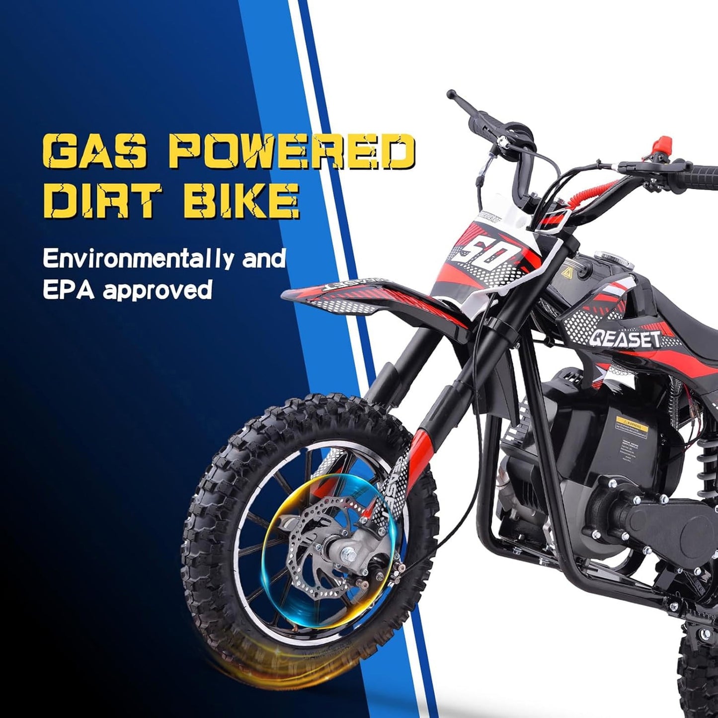 Gas Dirt Bike for Adults & Teens, 49CC 4-Stroke Gas Powered off Road(Red)