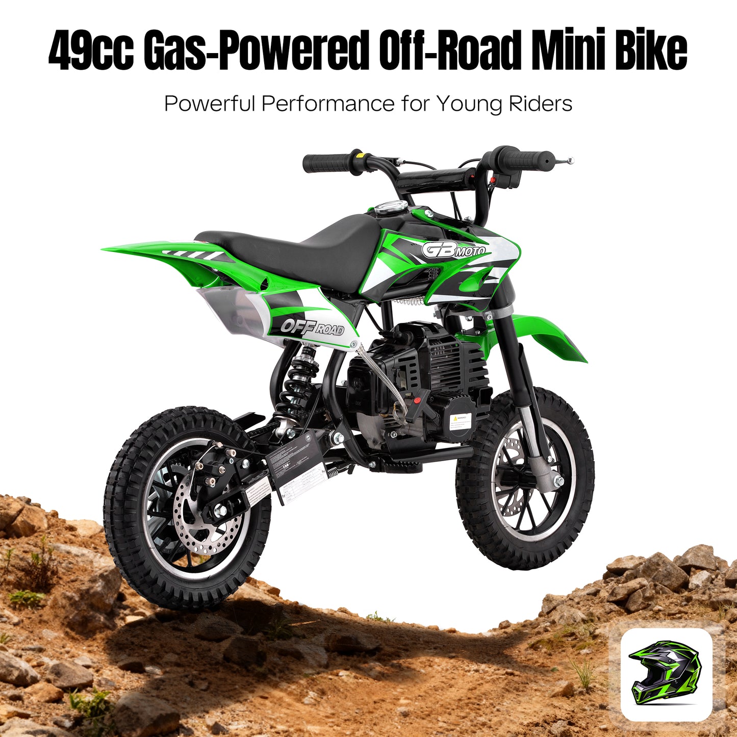 QEASET 39CC Dirt Bike, Gas Powered Mini Bike, Green