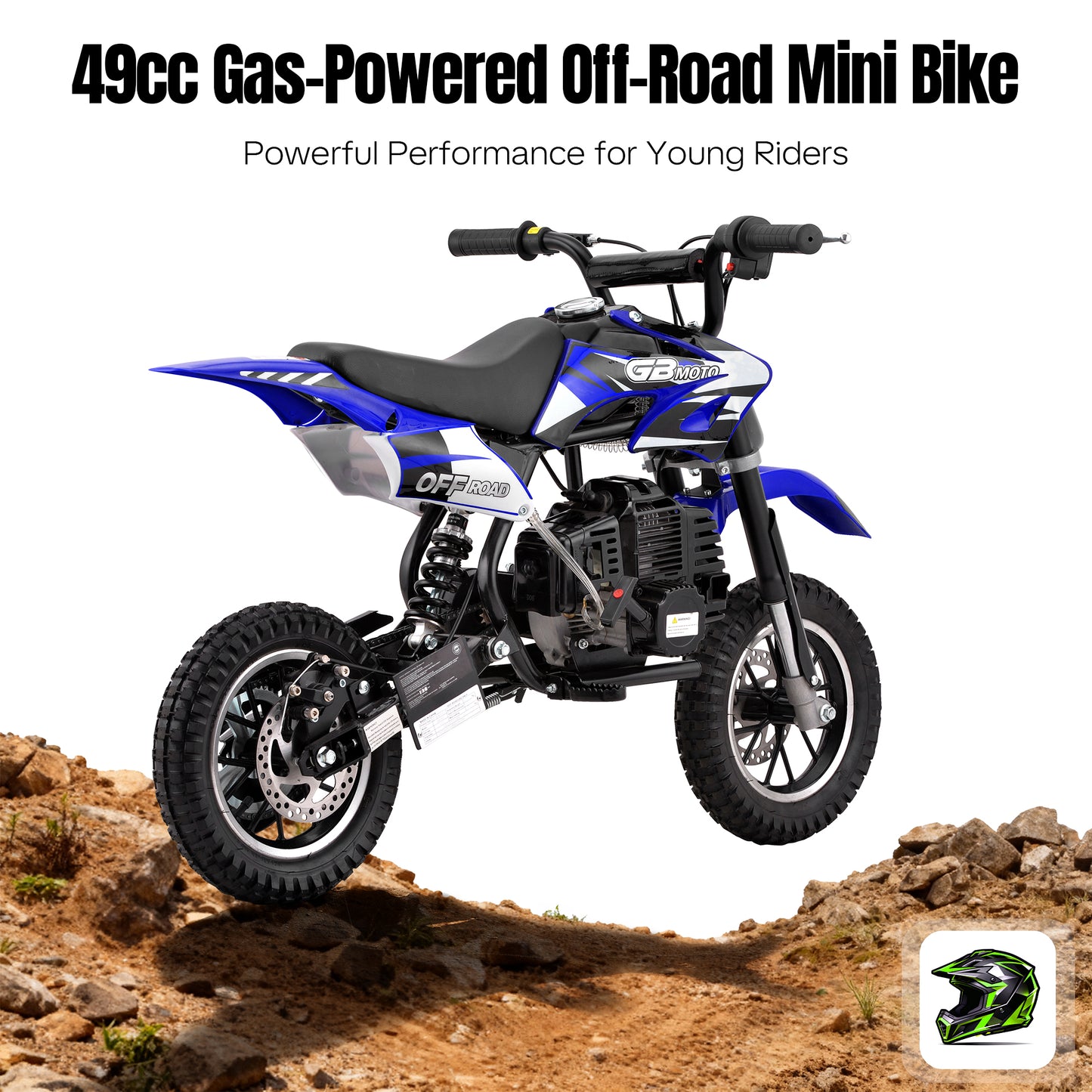 QEASET 39CC Dirt Bike, Gas Powered Mini Bike, Blue