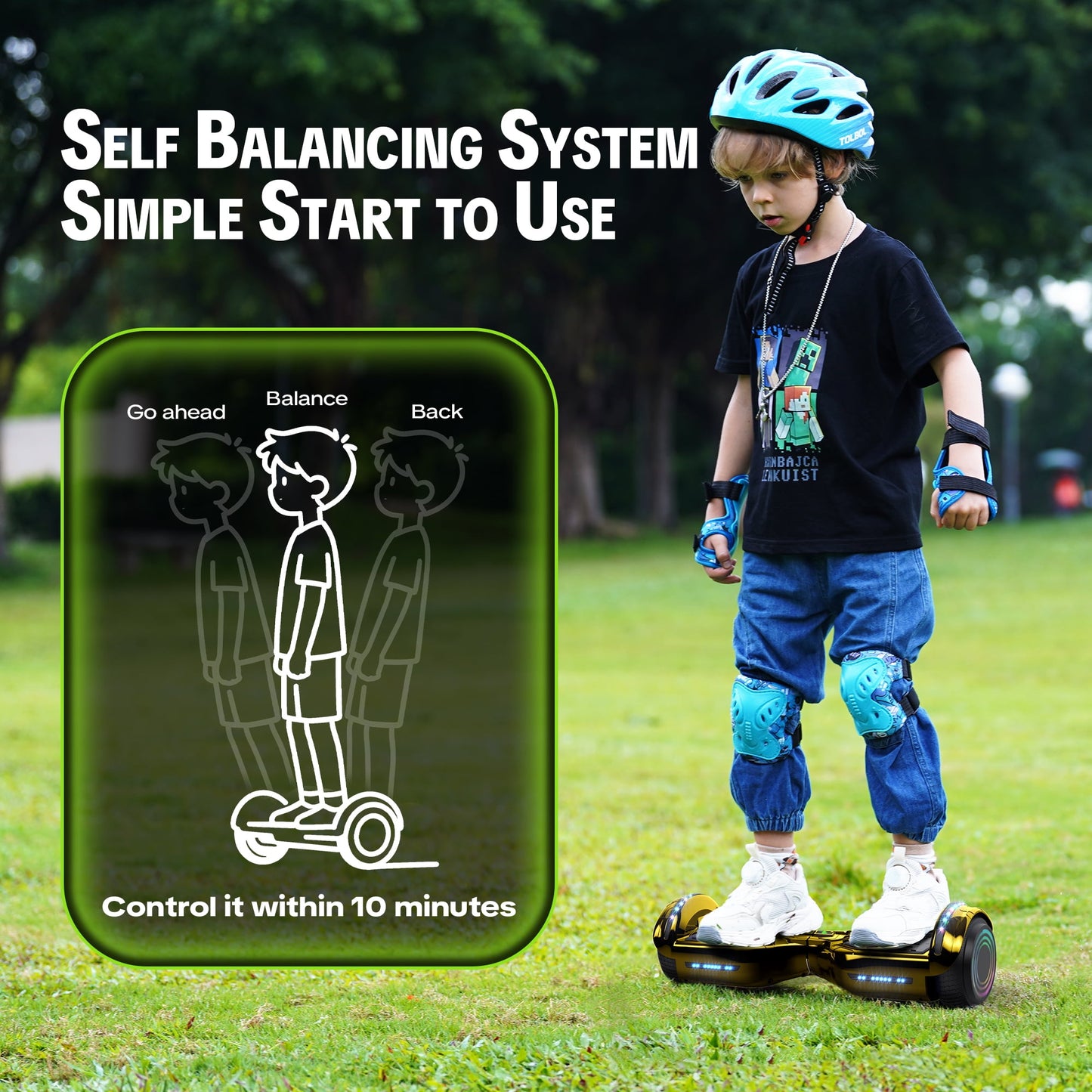 Mosta Hover Electric Scooter Board for Kids & Adults, 9 mph & 9 Miles All Terrain Self-Balance Scooter with Bluetooth and Led Lights,6.5 inch,165 lbs capacity,LED Light,Perfect Gift