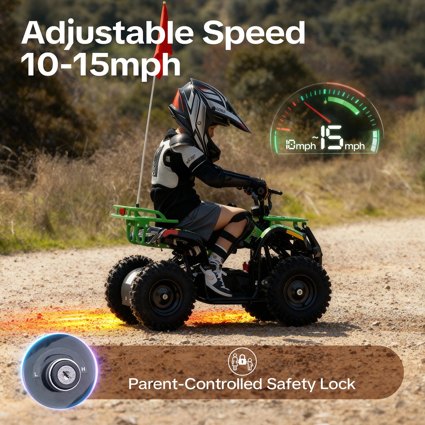 Arshin 36V 4 Wheelers Electric ATV,15mph Max Speed,Parent Speed Control,Dual Suspensions,Age 13+