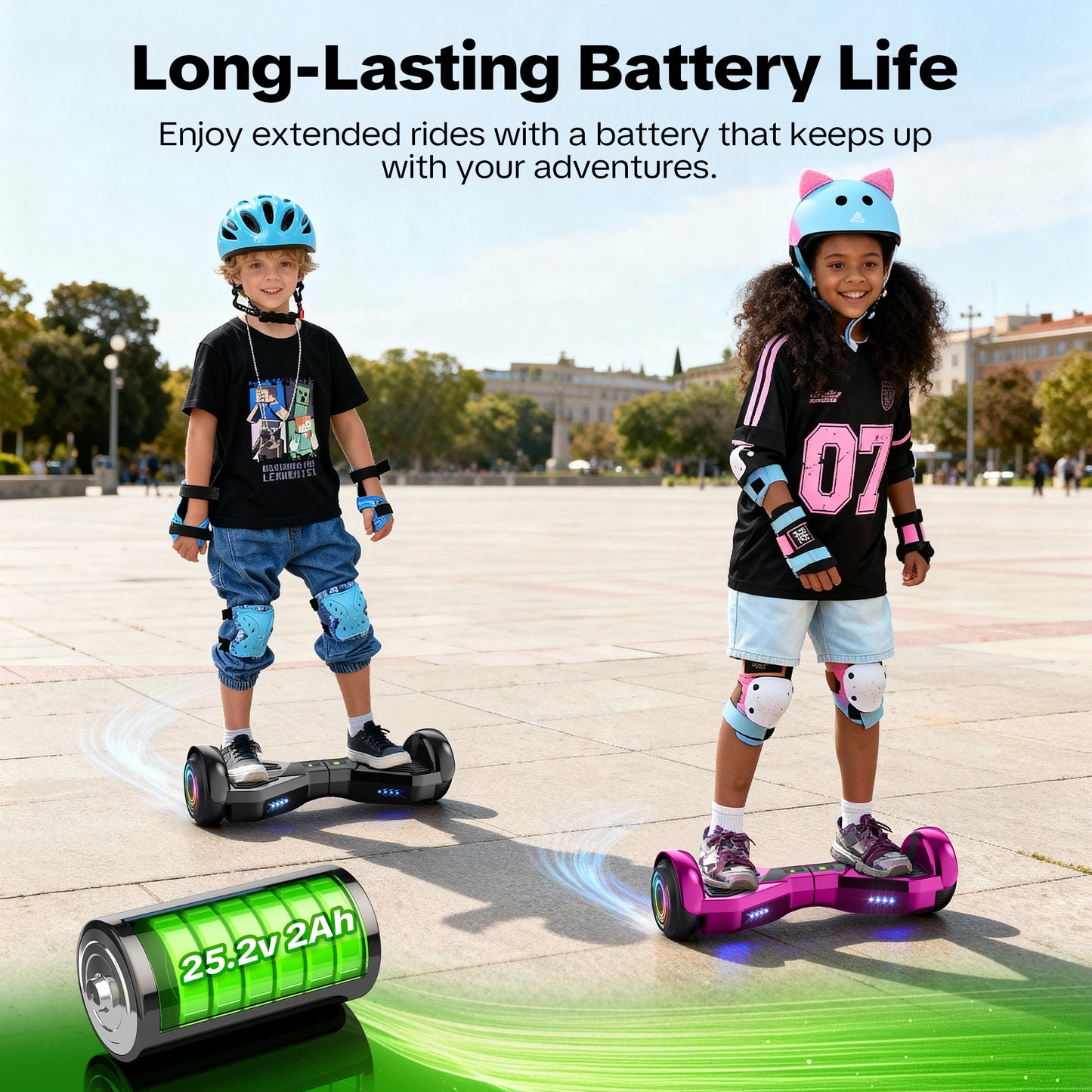 MOSTA Bluetooth Hoverboard with LED Headlight, 2-Wheel Self-Balancing Electric Scooter 6.5 inch Black