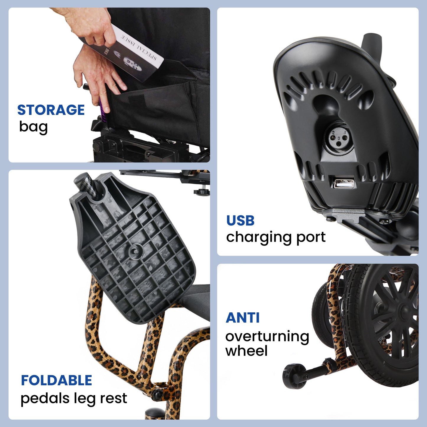 LiltJan Electric Wheelchair for Adults, Lightweight Foldable Motorized Wheelchair with 15-Mile Range, 360° Joystick & All-Terrain Power, Supports 286 lbs, LED Safety Lights, Travel Portable