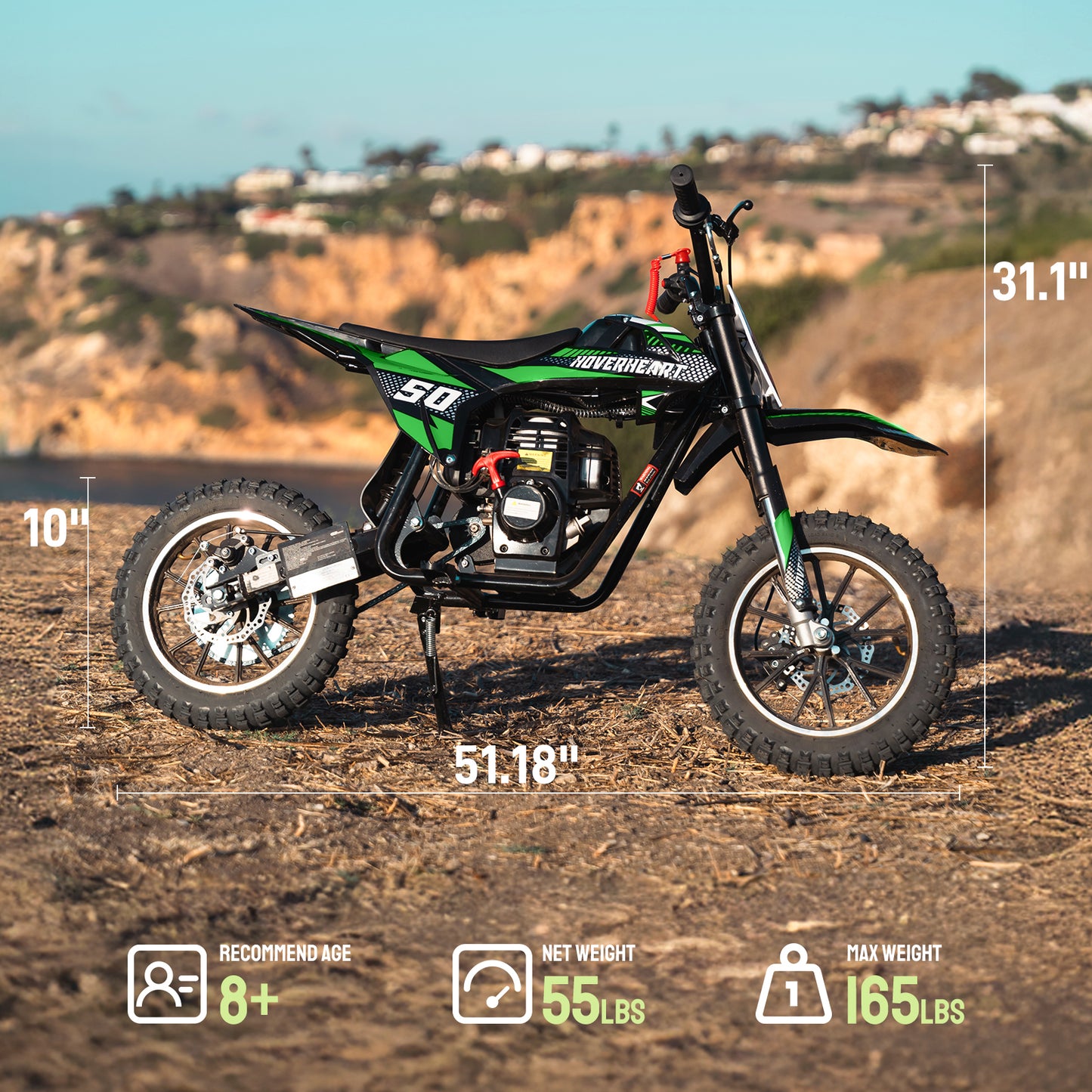 Hoverheart Gas Dirt Bike DB4S004 50cc 4-Stroke Gas Powered Mini Bike