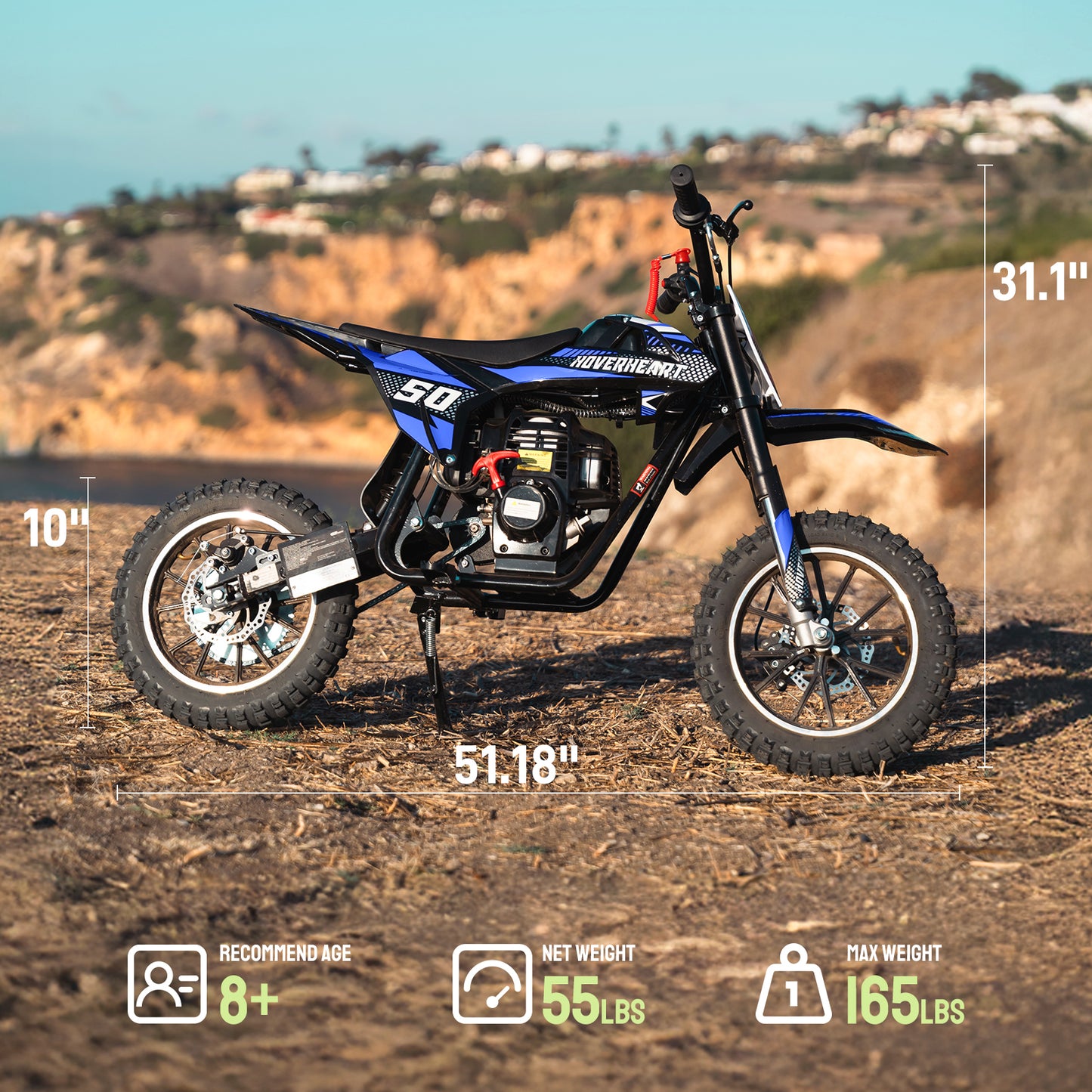 Hoverheart Gas Dirt Bike DB4S004 50cc 4-Stroke Gas Powered Mini Bike