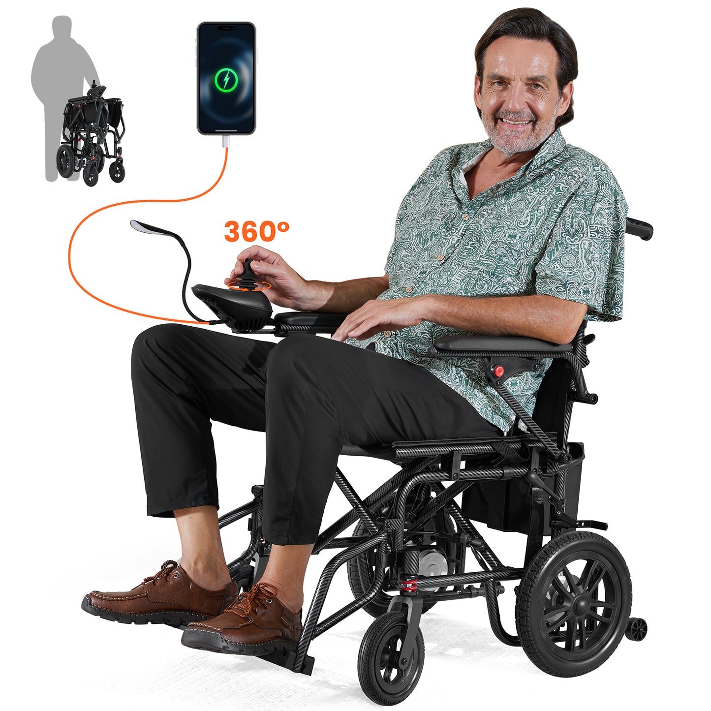 HOVERHEART 4-Wheel Foldable Travel Electric Wheelchair & Mobility Scooter – 286 lb Heavy-Duty Power Chair, 15 km Range(Black)