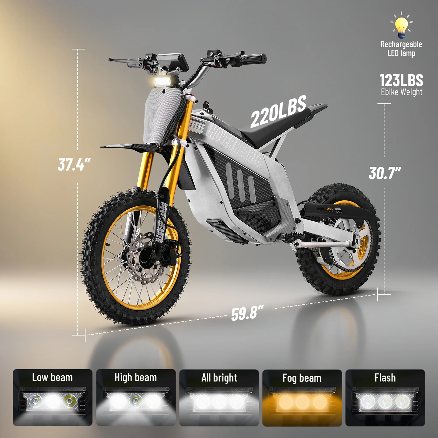 Aoemoe 48V Electric Dirt Bike 3000W (Peak Power)55km/h(White)