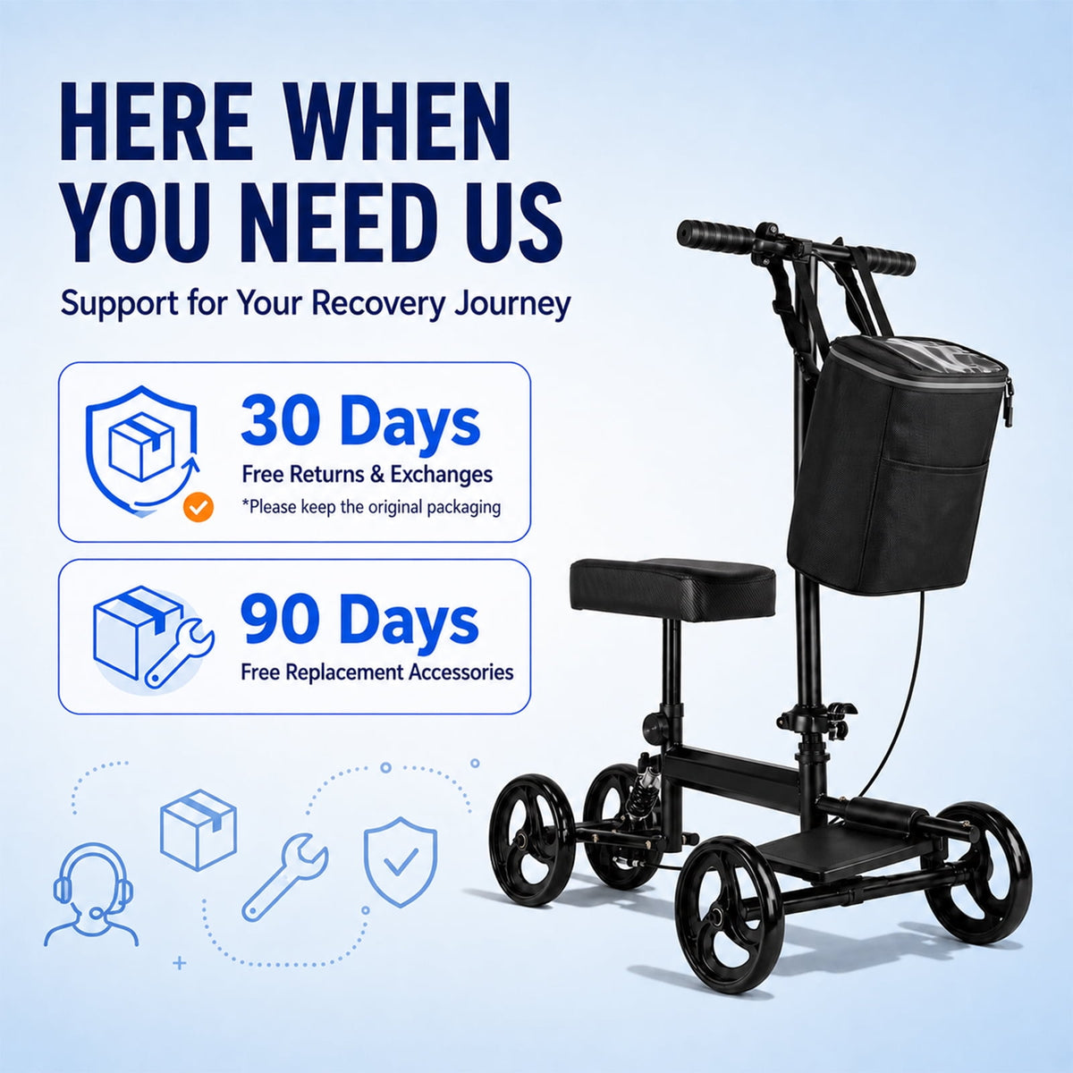 Ostrina Knee Scooter,All Terrain Foldable Knee Scooter Walker,Disc Brake Knee Walker for Foot Injuries,Compact Crutches Alternative