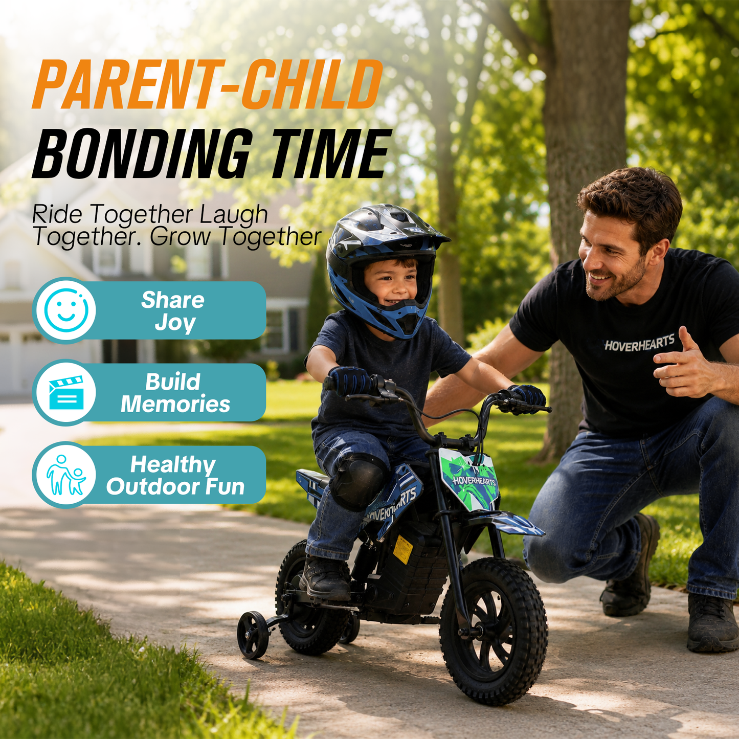 QEASET Dirt Rocket - Blue with Decals, up to 6.21 mph, 24V Electric Dirt Bike for Child 8+