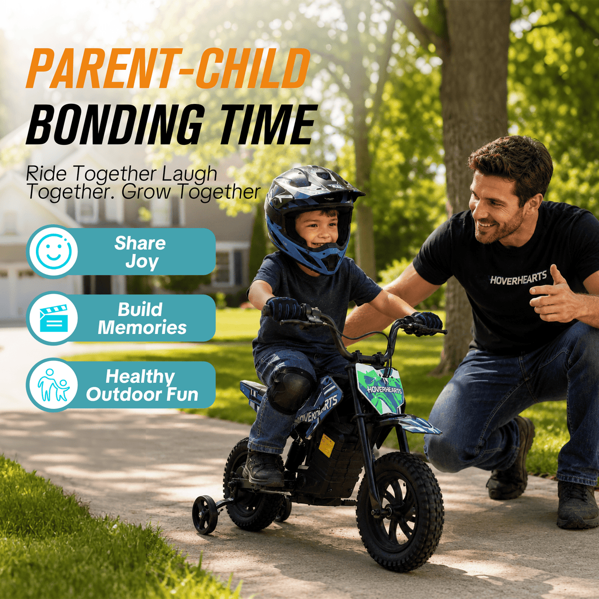 QEASET 24V Electric Mini Dirt Bike Ride-On Toy with Training Wheels, 120W Motor, 6.2 MPH Speed, Rechargeable Battery, Drum Brakes, Adjustable Seat, Outdoor Vehicle, Blue