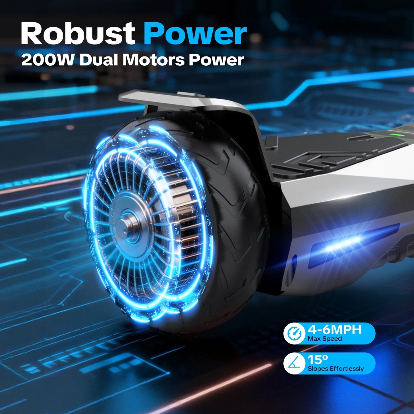 MOSTA All Terrain Self-Balance Scoote ,Electric Scooter Board for Kids & Adults with Bluetooth and Led Lights,6.5 inch,165 lbs capacity Perfect Gift