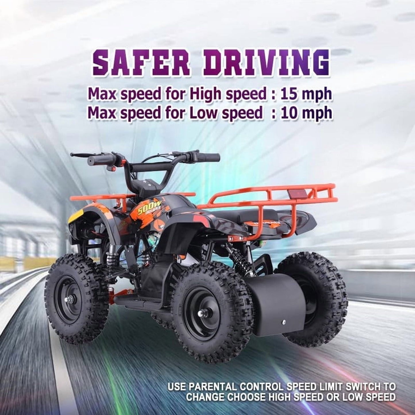 QEASET Electric atv Dirt Quad, 36V 500W Motor, 12-17mph Speed, Twist Grip Acceleration & Hand Operated Disc Brakes,Knobby Air Tires, Multiple Colors, Holiday Gifts