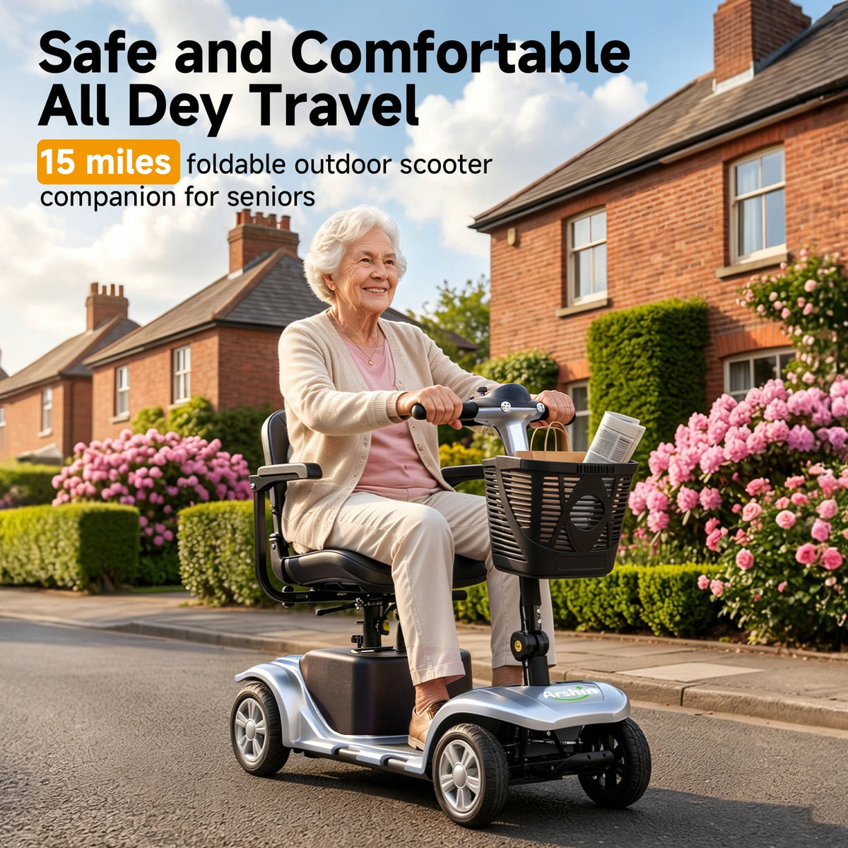 Ostrina 4 Wheels Mobility Scooter,Foldable Power Wheelchair,300 lbs
