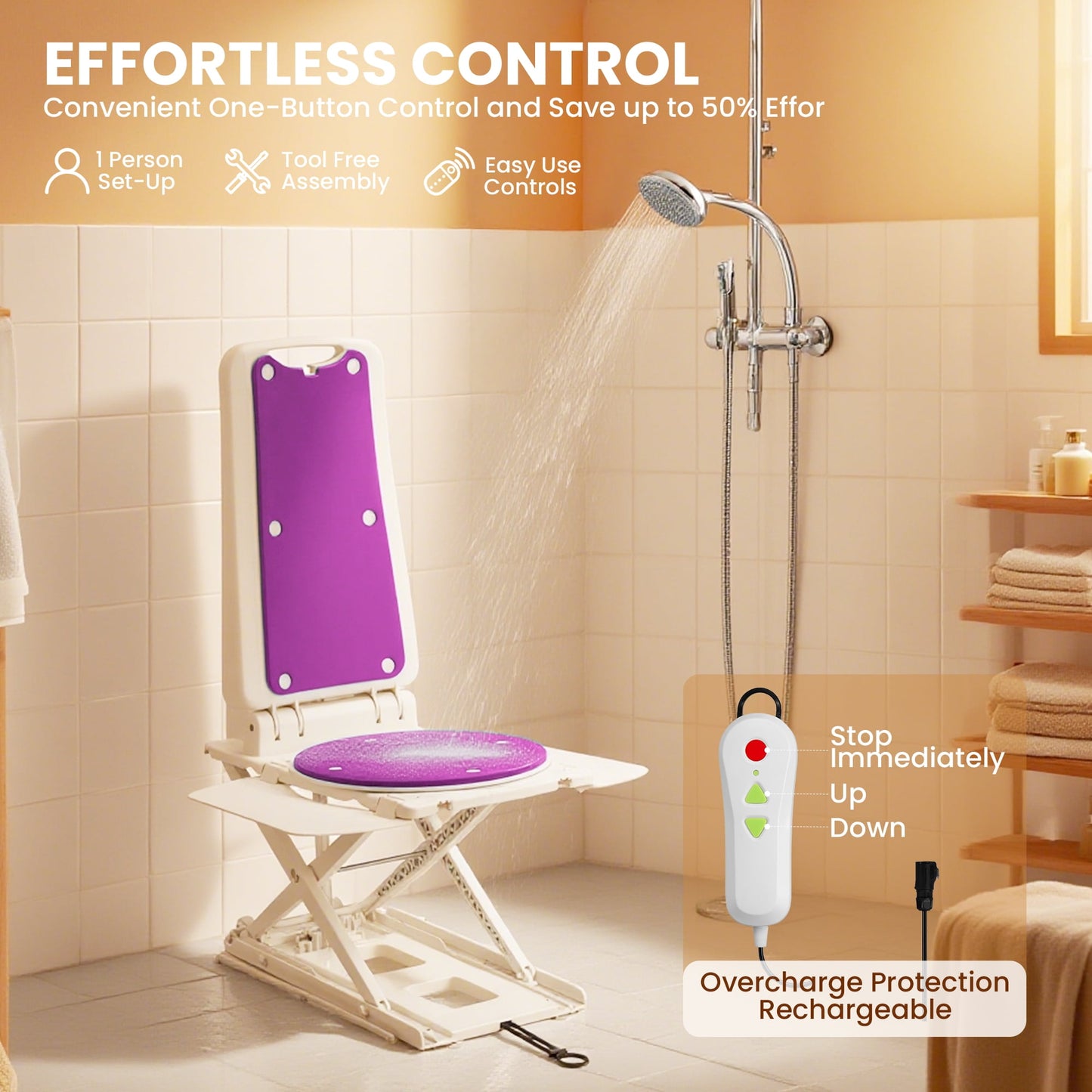 Arshin Electric Chair Lift, Stand Assist Device, Lifts to 20", 308 lbs Capacity,Purple