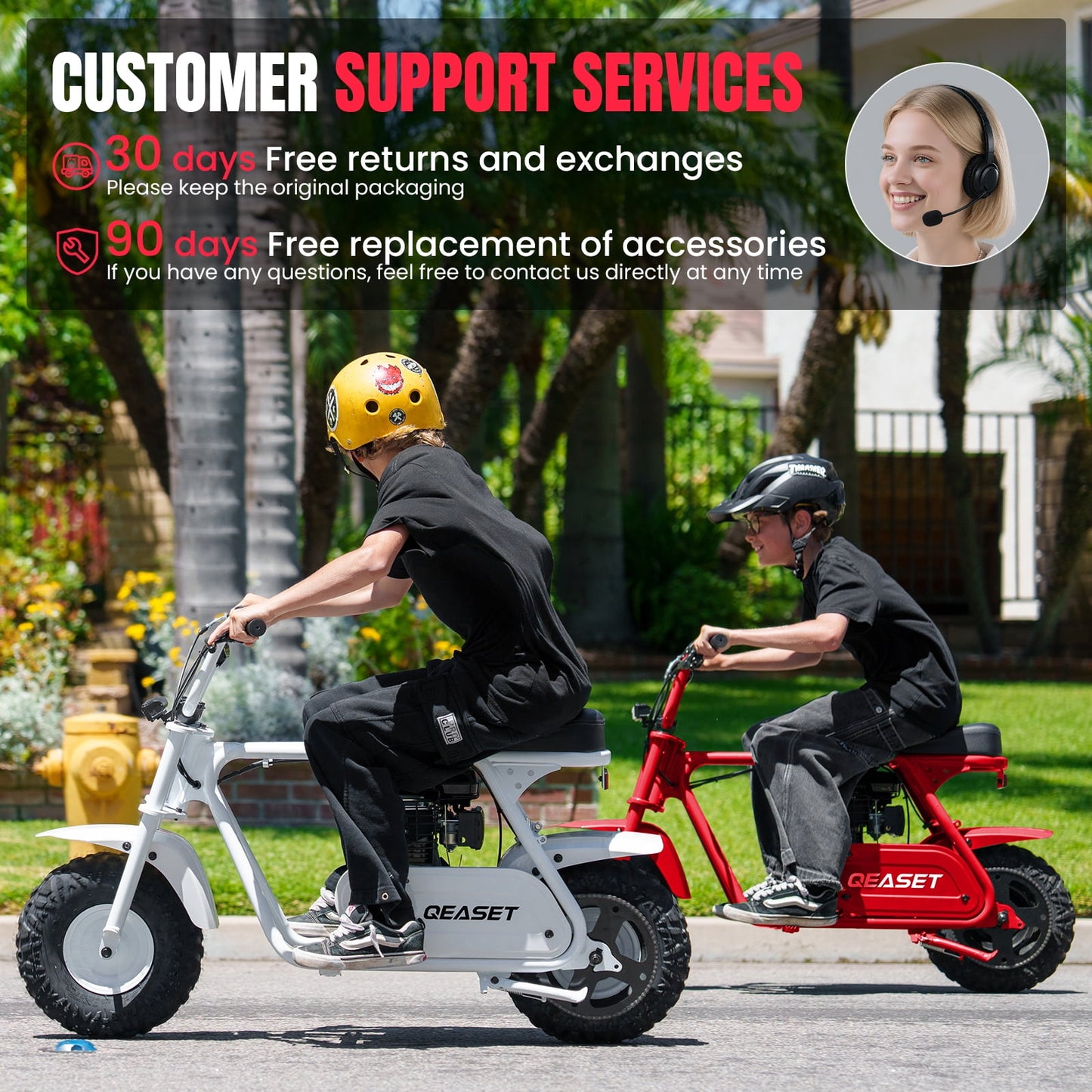 QEASET Mini Dirt Bike – 30 km/h 4-Stroke Off-Road Motorcycle for Teens & Adults,Red