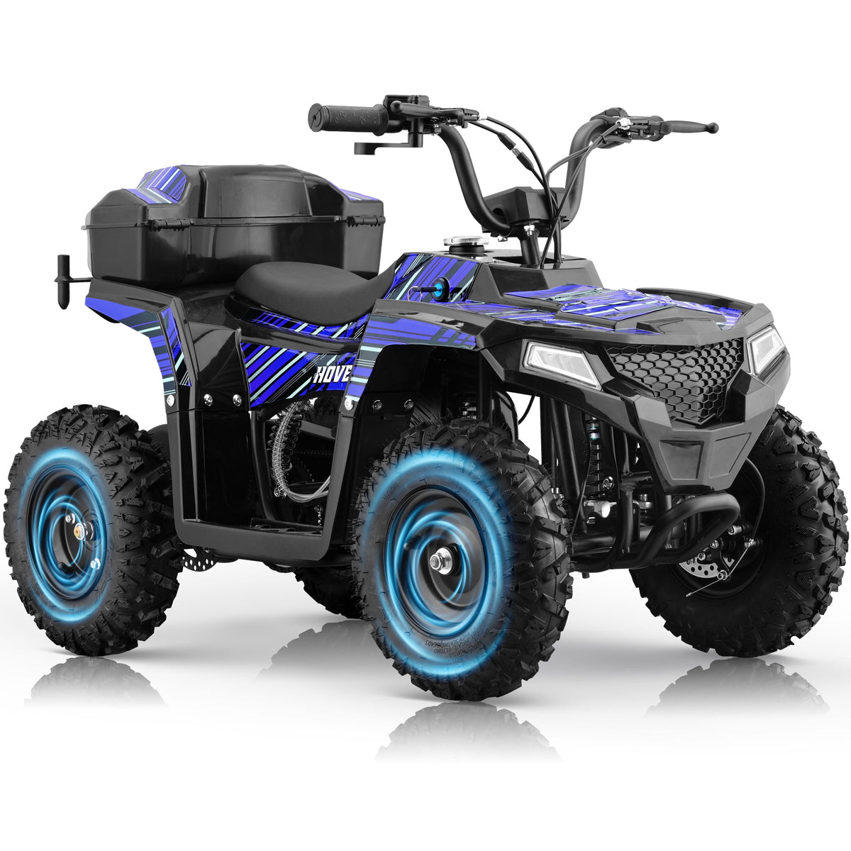 IVFJFV 40 cc Trail Blazer Ride-On Buggy,4 Stroke Dual-Speed Off-road 4-Wheeler, Key-Lock Safe & 10-15mph, Front & Rear Shocks and Knobby Tires for Grass, Dirt and Gravel,BLUE