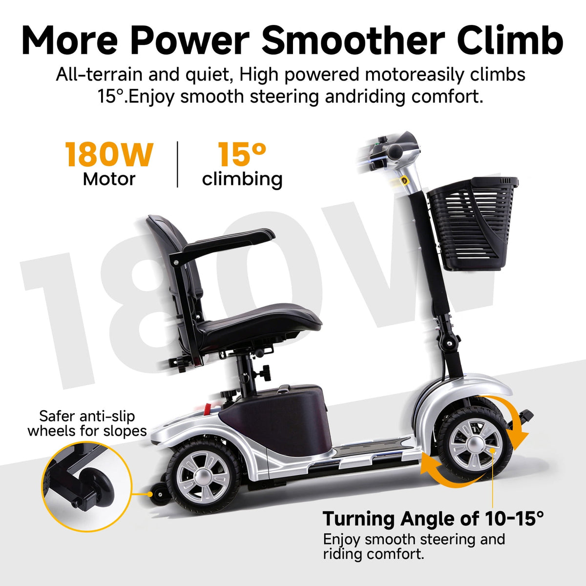 Ostrina 4 Wheels Mobility Scooter,Foldable Power Wheelchair,300 lbs