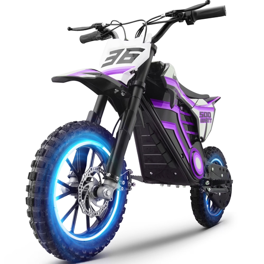 Aoemoe Electric Motorcycle – 36V MINI Motorized Dirt Bikes, 500W Power, Special Gift(Purple)