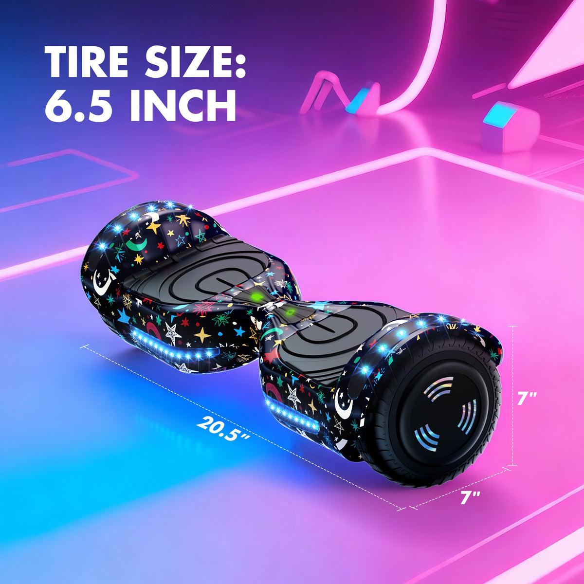 Electric Scooter with Bluetooth Speakers, Hover Off Road Board Electric Scooter with LED Lights & 400W Motor, Kids Scooter with 9MPH Max Speed, Tcdjtc Self-Balance Scooter for Kids