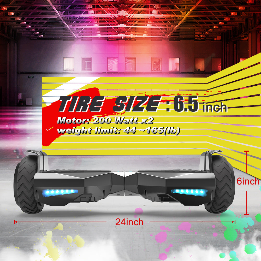 MOSTA All Terrain Self-Balance Scoote ,Electric Scooter Board for Kids & Adults with Bluetooth and Led Lights,6.5 inch,165 lbs capacity Perfect Gift
