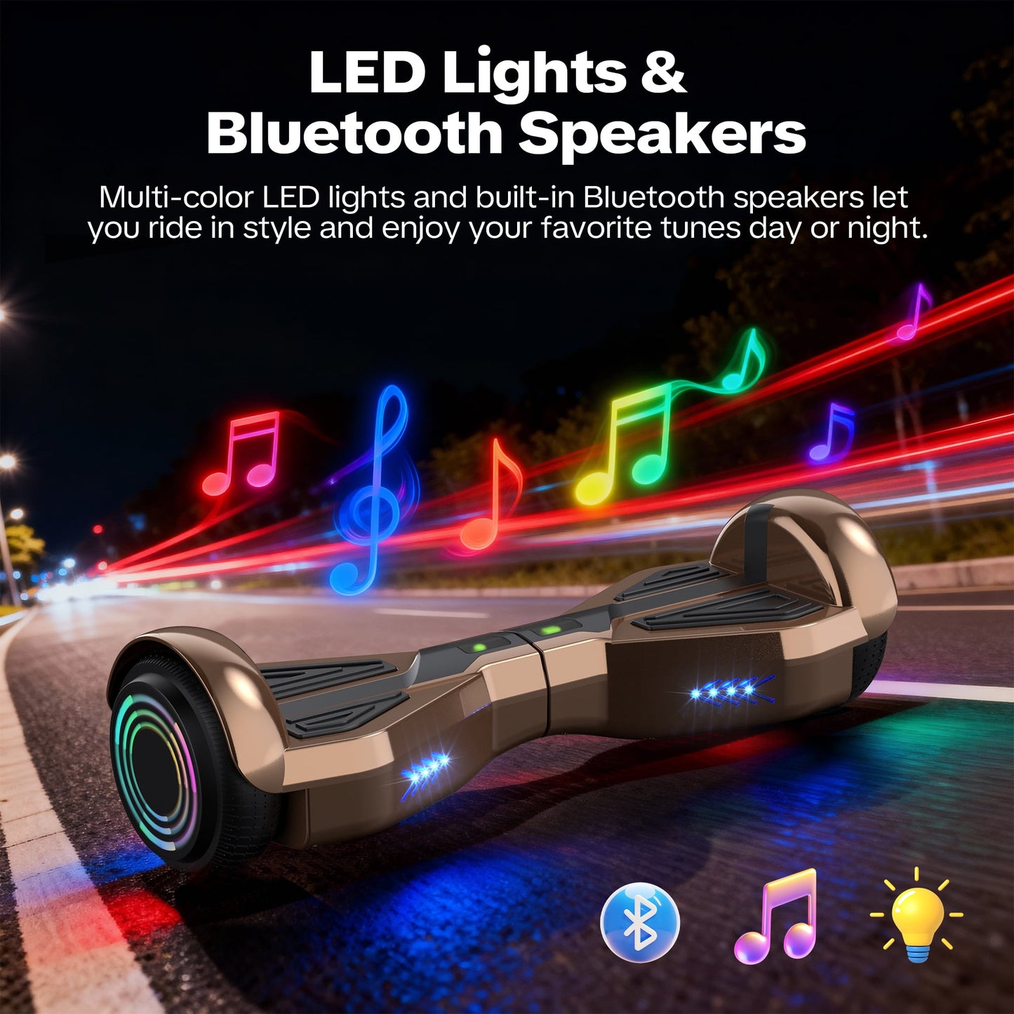 Off Road Electric Scooter with LED Lights & 400W Motor, Tcdjtc Self-Balance Scooter for Kids, Electric Scooter with Bluetooth Speakers, Kids Scooter with 9MPH Max Speed, All Terrain Scooter