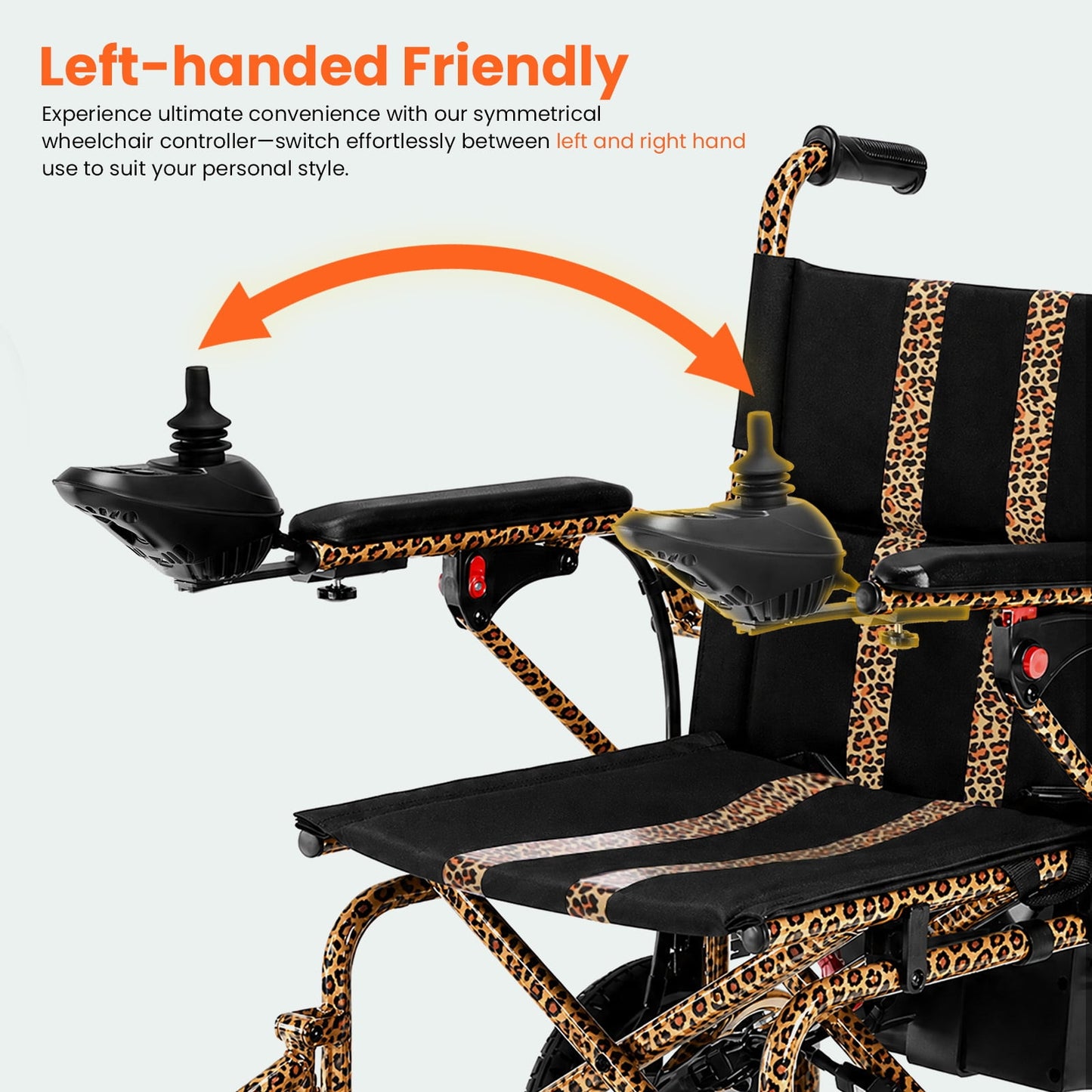 Arshin Electric Wheelchair for Adults - 20+ mile Motorized Wheelchair with 286+ lb Capacity,360°Joystick Control,Lightweight Foldable(Leopard Brown)