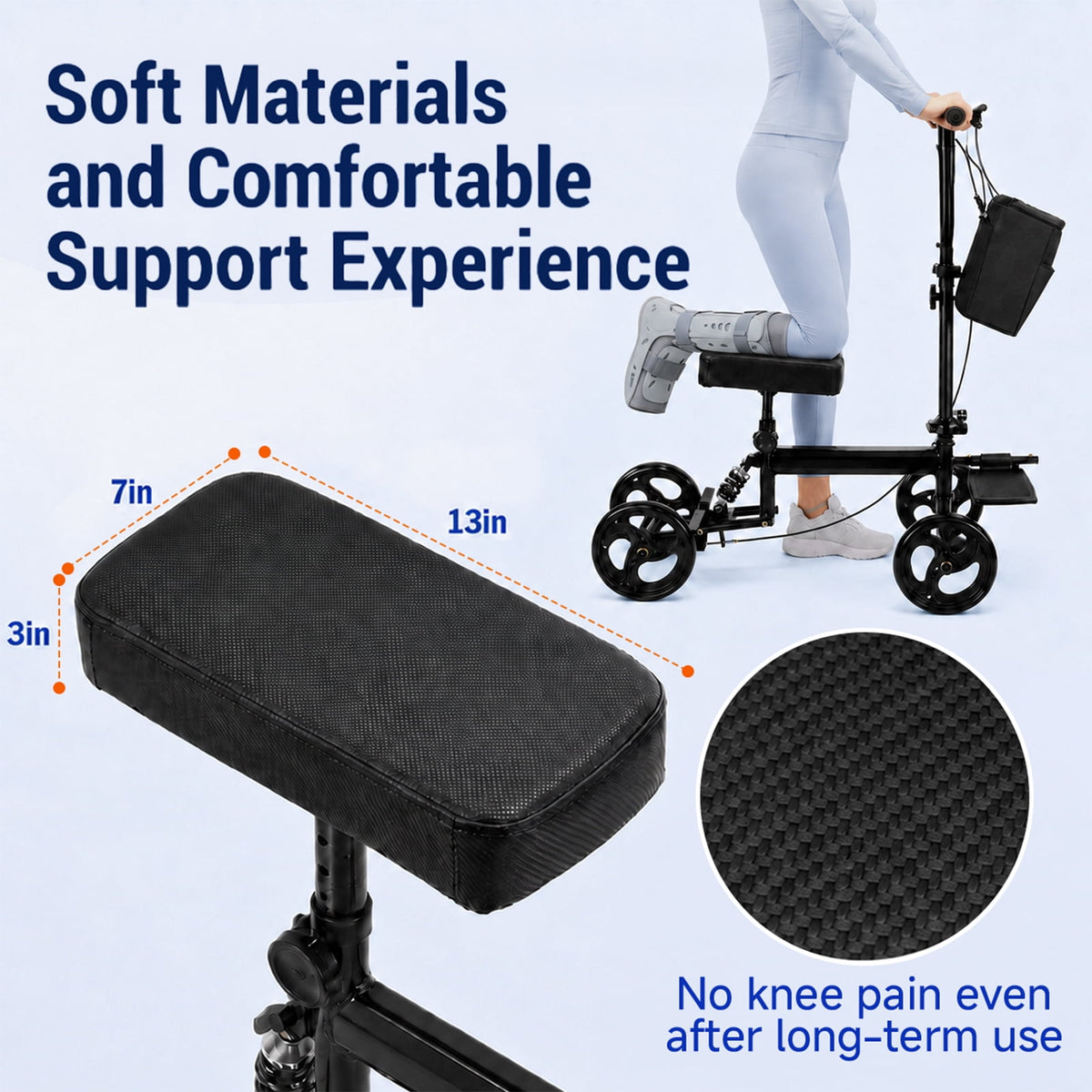 Ostrina Knee Scooter Steerable Knee Walker for Foot Injuries,Compact Crutch Alternative with Dual Braking System(Black)