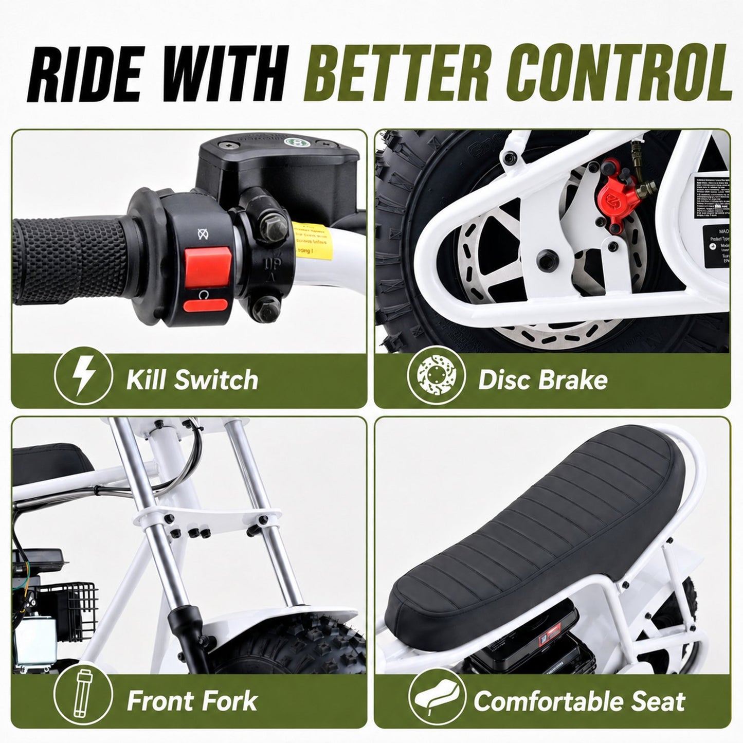 Aoemoe 105CC Dirt Bike, 30 MPH High-Speed Off-Road Motorcycle, White