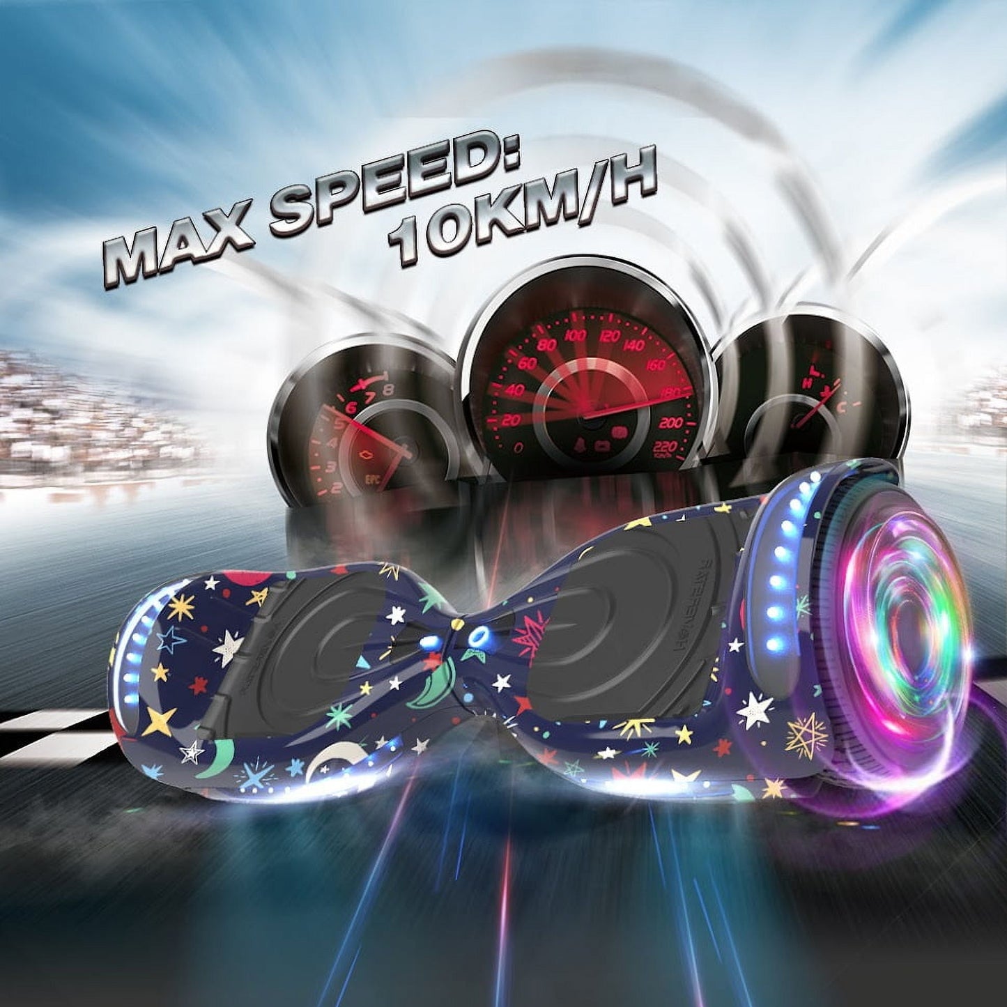 Hoverstar Flash Wheel Hoverboard 6.5 In., Bluetooth Speaker with LED Light Self Balancing Wheel, Electric Scooter