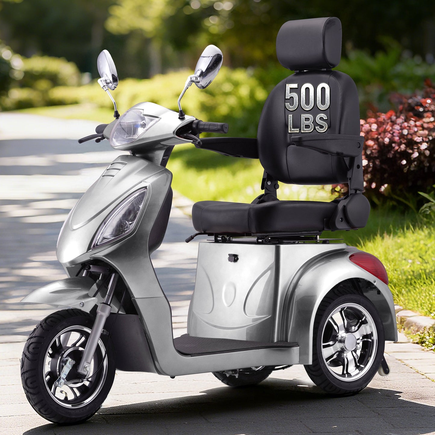 Upgrade Heavy Duty 3 Wheel Mobility Scooter for Seniors & Adults 500lbs Capacity,Arshin Electric Powered Wheelchair Device for Travel,800W All Terrain Mobility Scooter,31 Miles Range,7-15 Mph(Silver)