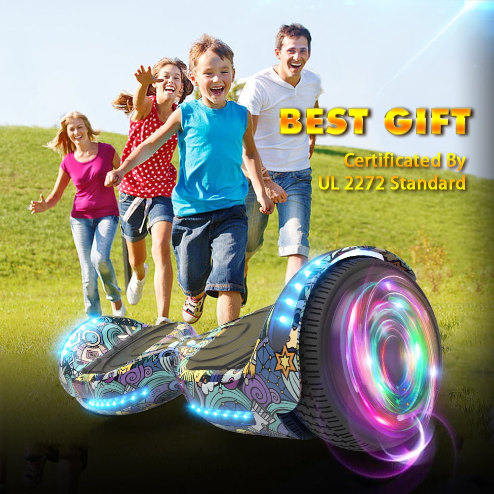 Hoverstar Flash Wheel Hoverboard 6.5 In. Bluetooth Speaker with LED Light Self Balancing Wheel Electric Scooter