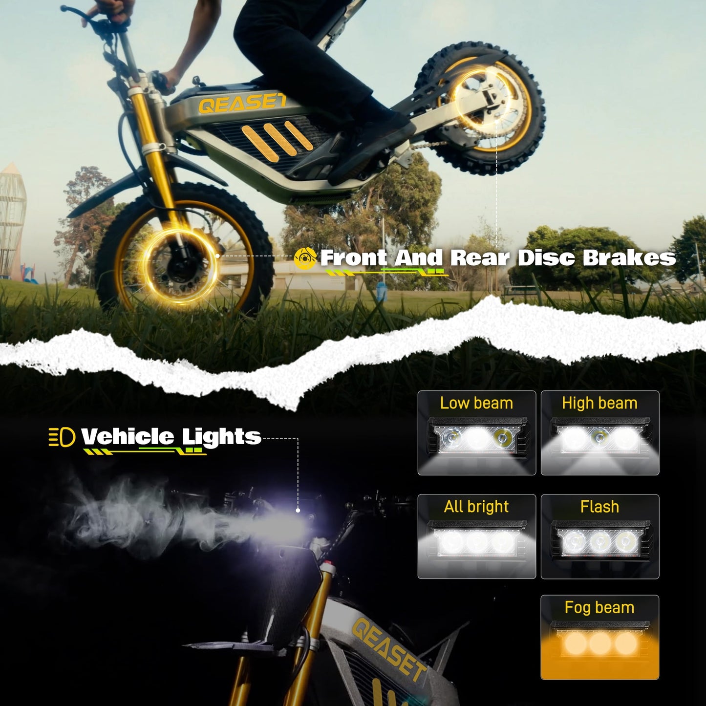 Arshin 3000W Electric Dirt Bike for Adults & Teens,42 MPH High-Speed Electric Motorcycle,50-Mile Range,No Gas Needed!Professional Grade with Hydraulic Damping,All-Terrain Tires,220 lbs Capacity(Gold)
