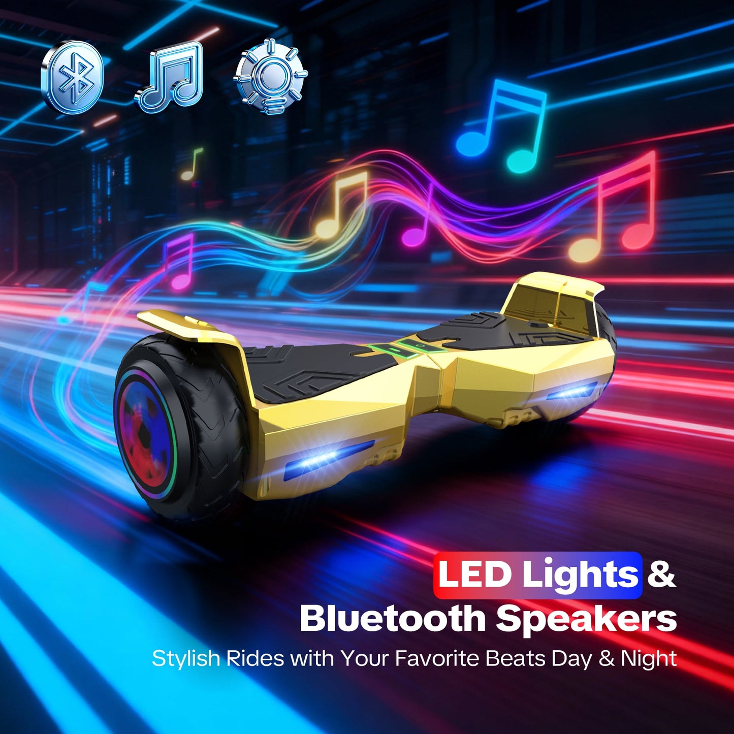 Hoverboard for Kids with 9 mph Max Speed, Tcdjtc Electric Scooters with LED Lights & Bluetooth Speakers, All Terrain Hoverboard for Adults, Off Road Hoverboard with UL2272 Certified