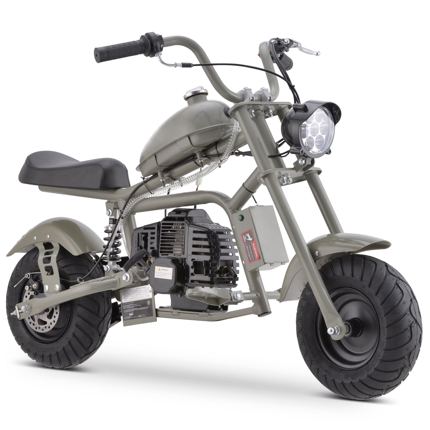 QEASET Gas Mini Chopper Bike, 40CC 4-Stroke Dirt Bike with Big Headlight, Rear Shock Absorber, Metal Frame, Disc Brakes, Max Load 165Lbs, Up to 20Mph, Gary