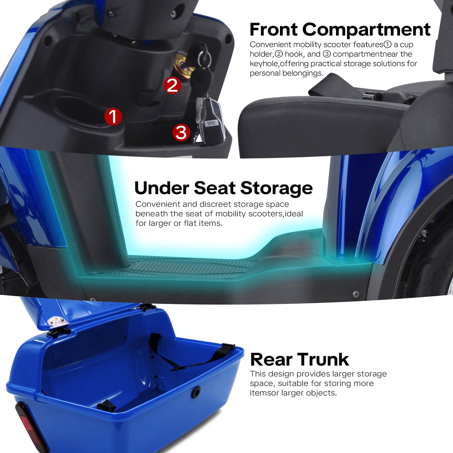Upgrade Heavy Duty 4 Wheel Mobility Scooters for Seniors & Adults 500lbs Capacity,Arshin 800W All Terrain Fast Mobility Scooter for Travel,Electric Powered Chair,25 Miles Rang,Remote Key(Blue)