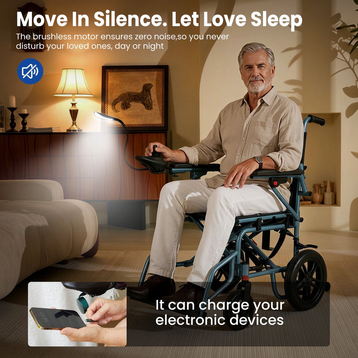 Electric Wheelchairs for Adults，Lightweight Foldable Wheelchair 15 Miles Long Travel Range, 360° Joystick Control Motorized Wheelchair, Support 286 lbs with LED Light Power Wheelchair (Blue)