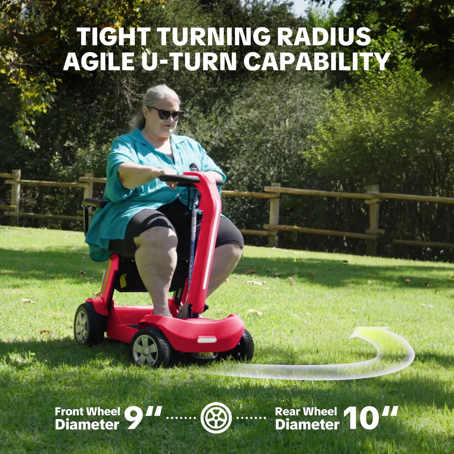 Upgrade Heavy Duty Mobility Scooter for Seniors-Electric Powered Wheelchair,Trunk-Friendly! Best Gift for Mom & Dad,Supports 300 lbs(Red)