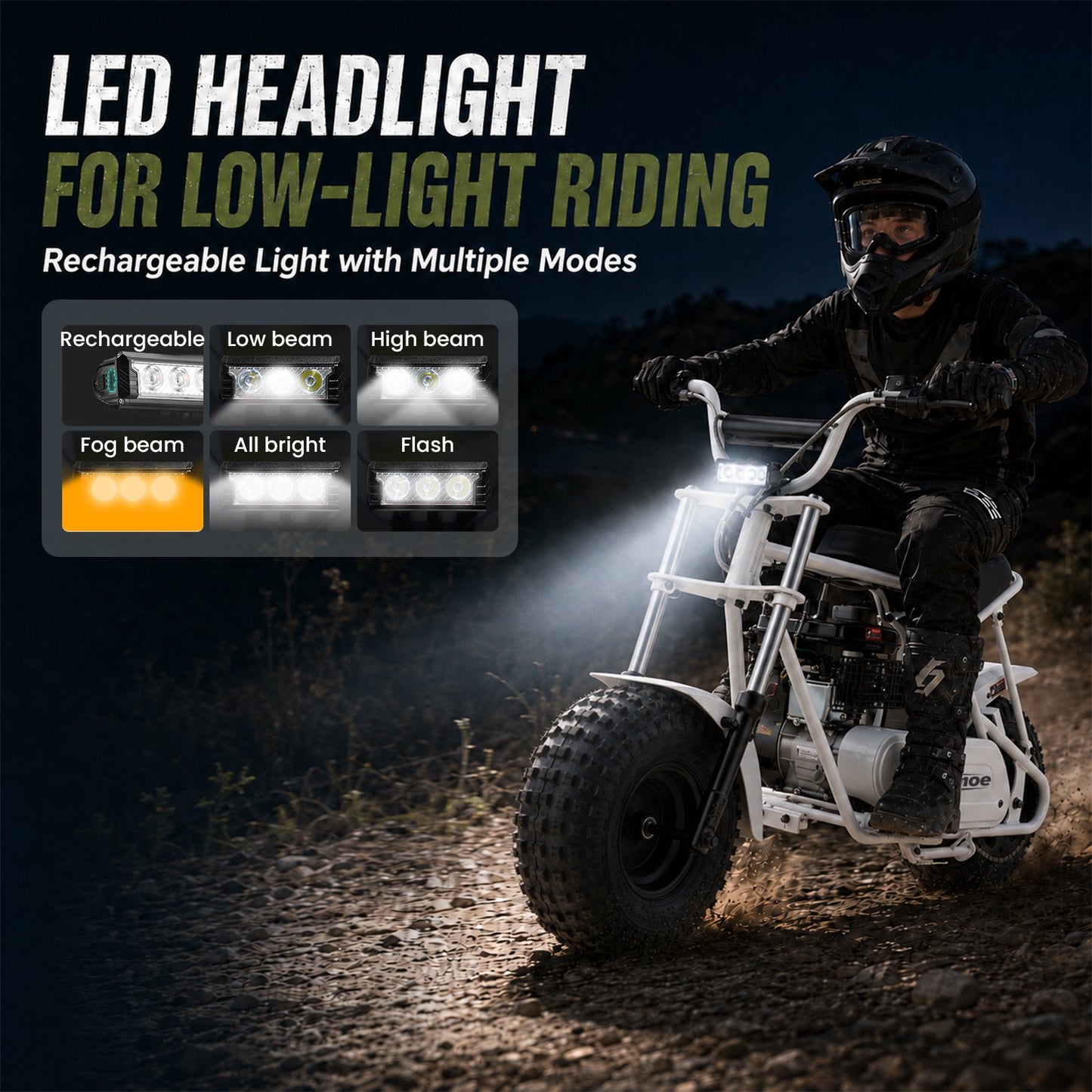Aoemoe 105CC Dirt Bike, 30 MPH High-Speed Off-Road Motorcycle, White