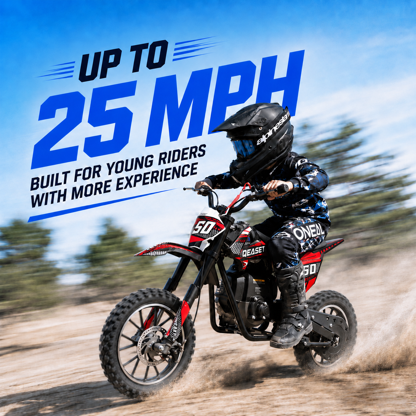 QEASET Mini Gas Powered Ride-On Motorcycle, 39CC 4-Stroke Engine with Disc Brakes, 20 MPH Top Speed, 6.3" Ground Clearance, Supports Up to 165 lbs, Minimal Assembly, Red