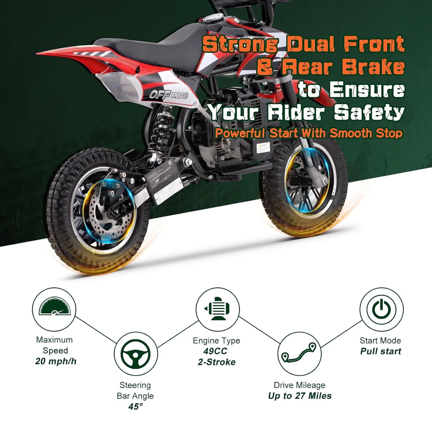Aoemoe DB1 Gasoline 50CC Dirt Bike, RED