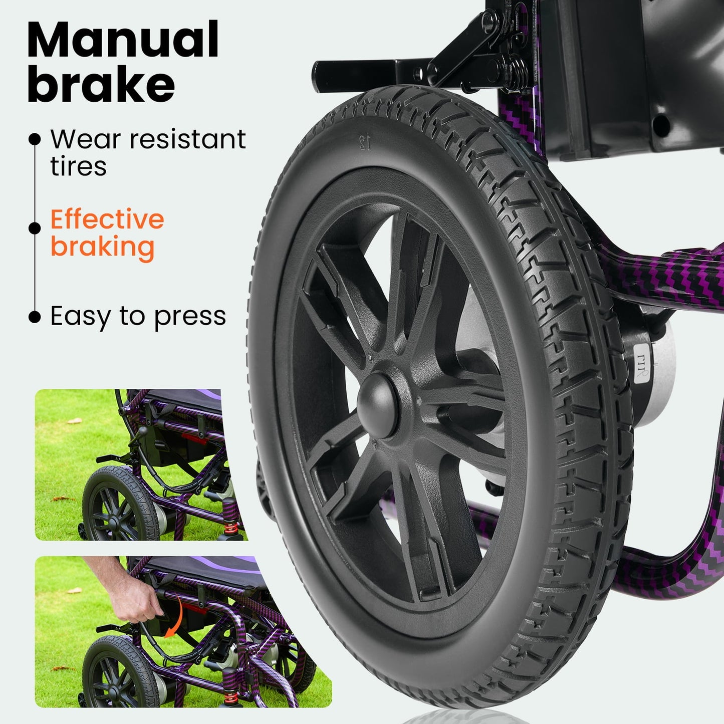 Arshin Electric Wheelchairs for Adults 20+ Miles Range,Silent Electric Wheelchair Lightweight Foldable with 360°Joystick,All Terrain Dual Motors,286+ lbs Capacity(Purple)