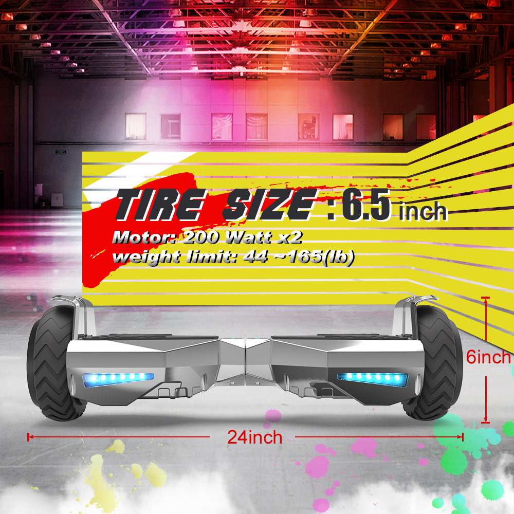 MOSTA All Terrain Self-Balance Scoote ,Electric Scooter Board for Kids & Adults with Bluetooth and Led Lights,6.5 inch,165 lbs capacity Perfect Gift