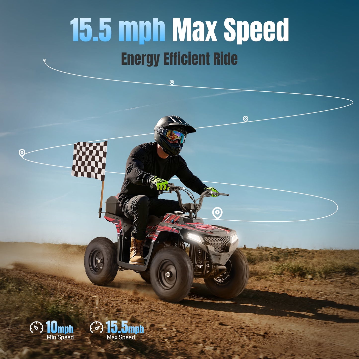 Aoemoe 40 cc Gas Off-Road Ride-On, 10-15.5 mph, Parent Speed Key, Red