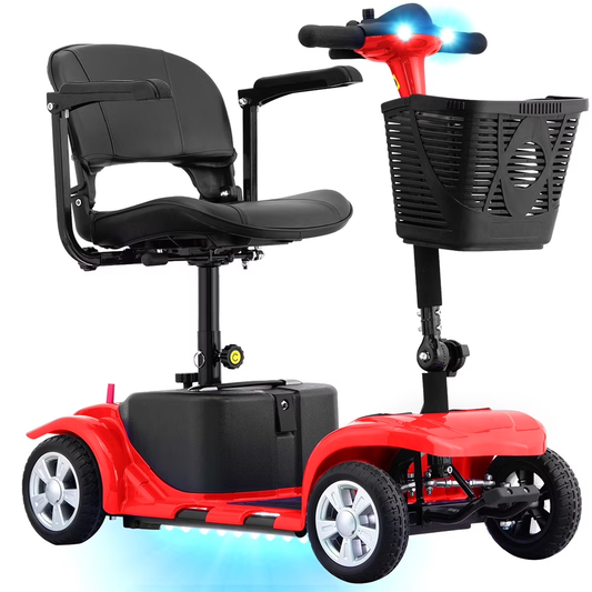 4 Wheel Mobility Scooter for Seniors, Foldable Powered Mobile Wheelchair for Adult 300lbs, Red