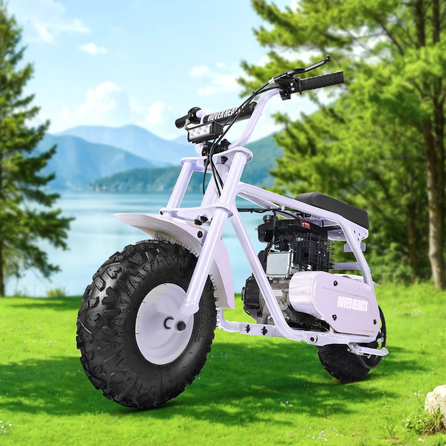 Aoemoe 99CC MB001 Gasoline Mini Dirt Bike,4-Stroke 18MPH Off Road Motorcycle, Weight Support Up to 165 LBS - White